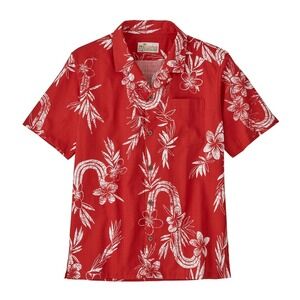 Patagonia Mens Pataloha Shirt XXL Red White Tropical Floral Short Sleeve Beach